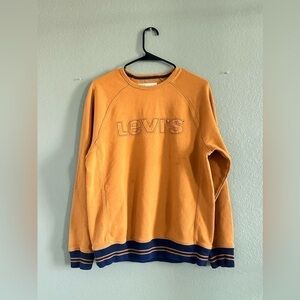 LEVIS MEN SZ M Mustard Yellow LOGO SPELLOUT PULLOVER SWEATSHIRT